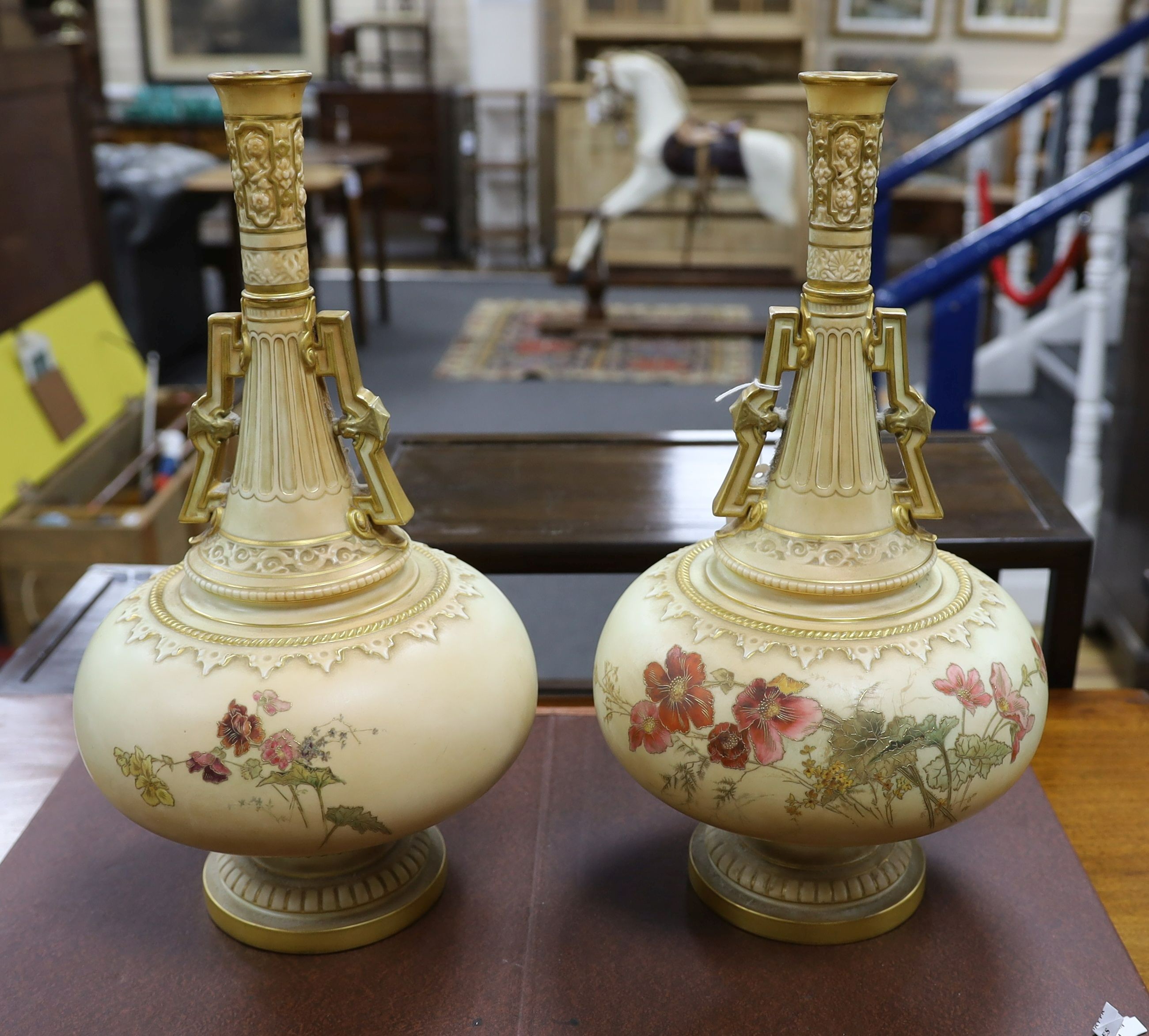 A pair of large Royal Worcester vases - 43cm tall
